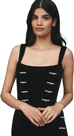 Venus Velvet Corset Top by SAU LEE in Black, Size: 2 at Anthropologie