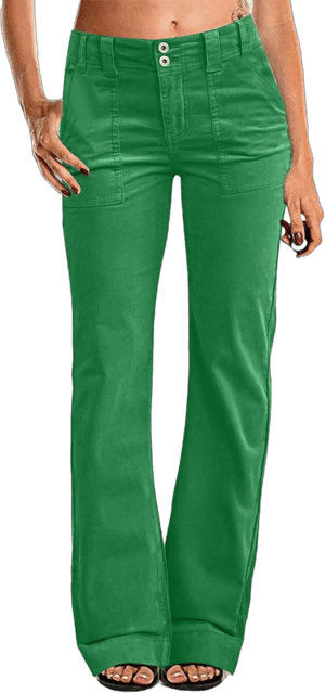 Women's Mid Waist Corduroy Flare Straight Leg Pants