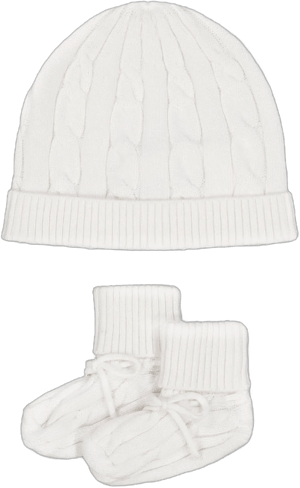 Hope & Henry Baby Girls' Organic Cotton Sweater Beanie and Bootie Set