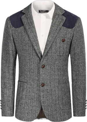 Men's Herringbone Tweed Wool Blend Blazer