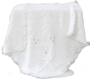 Booulfi Baby Christening Blanket Newborn Unisex Baptism White Baby Blanket Shawl Knitted Baptism Blankets for Babies Thick Winter Warm Blankets,Size