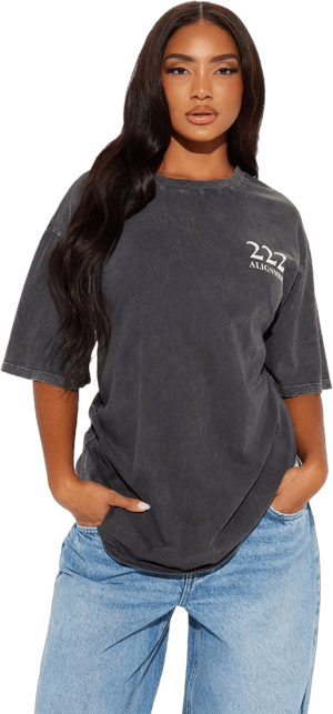 Fashion Nova Oversized Washed Short Sleeve Graphic T-Shirt