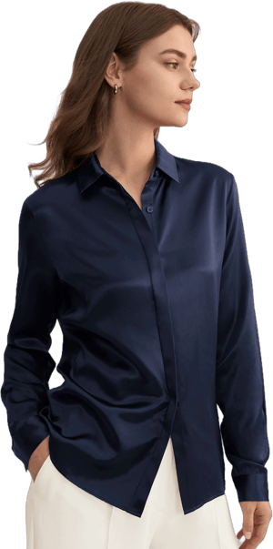 LILYSILK Women's Basic Concealed Placket Silk Shirt