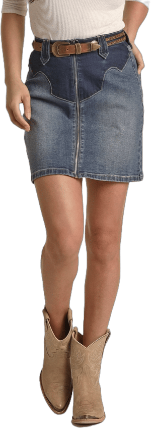 Rock and Roll Denim Women's Two Tone Stretch Denim Skirt