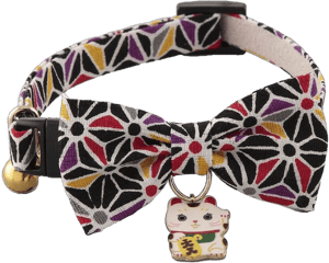 Necoichi Lucky Cat Charm Bow Tie Cat Collar