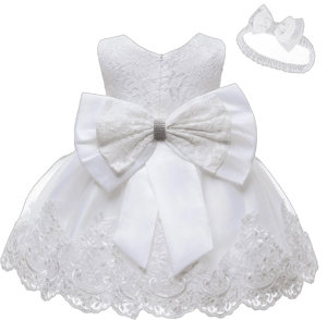 LZH Baby Girls Lace Dress Bowknot Flower Dresses