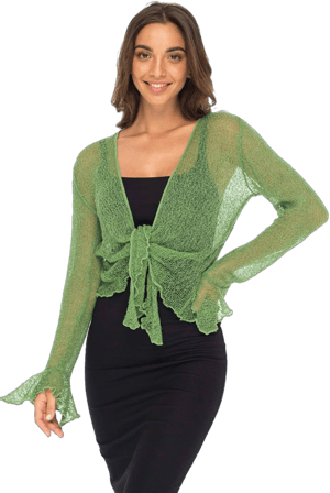 Women's Cropped Sheer Shrug with Bell Sleeves