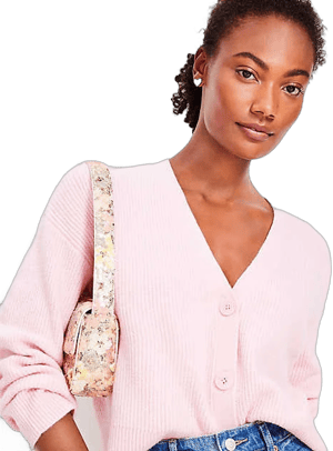 Loft Women's Ribbed V-Neck Cardigan Sweater