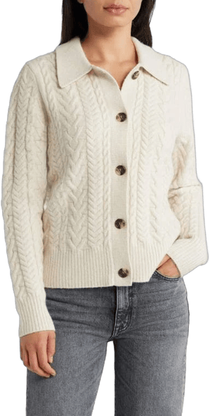 Caslon Cable Cotton Blend Cardigan