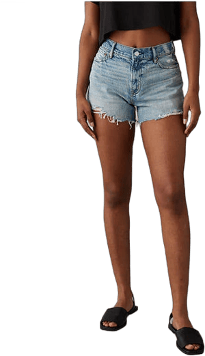 Ae Strigid Women's Super High-Waisted Relaxed Ripped Denim Shorts