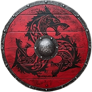 Wooden Warrior of Fenrir Viking Shield 24"