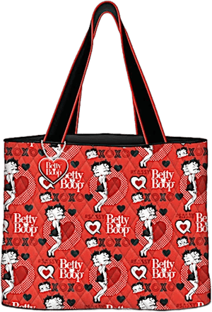 Betty Boop Hugs & Kisses Quilted Tote Bag with Heart Charm