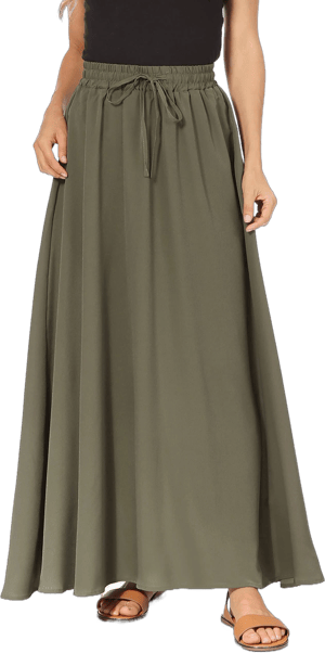 Women's Flowy Elastic High Waisted Maxi Skirt