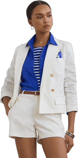 Ralph Lauren Women's Double-Breasted Cropped Canvas Blazer