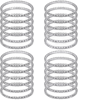 24 Pcs Rhinestone Stackable Bracelet