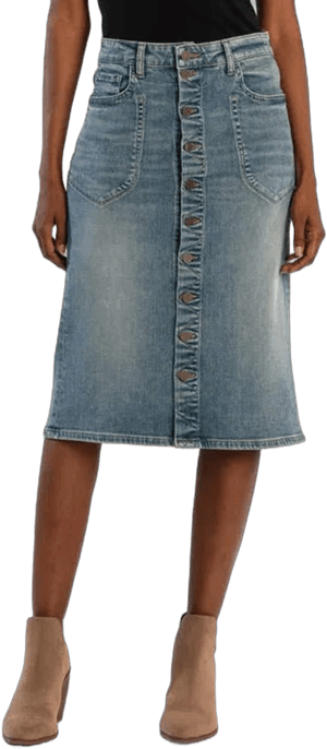 KUT from the Kloth Women's Rose Button Front Denim Skirt