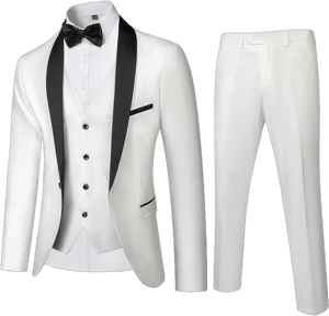 MY'S Mens 3-Piece Suit Shawl Lapel One Button Tuxedo Slim Fit Premium Dinner Jacket Vest Pants & Tie Set