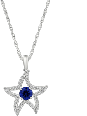 Blue & White Lab-Created Sapphire Starfish Necklace Sterling