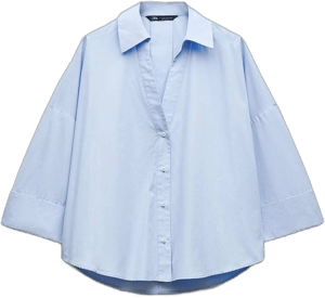 Zara Women's Poplin Shirt with Voluminous Sleeves