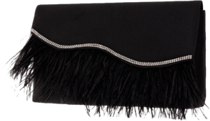 Nina Kaidy Feather Trim Satin Clutch