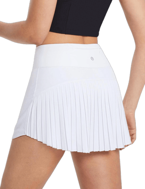 Women's High-Waisted Pleated Tennis Skirt with Pockets