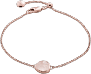 MONICA VINADER Mini Siren Rose Gold-Plated Vermeil Rose Quartz Fine Chain Bracelet