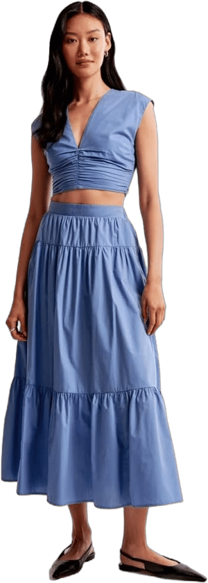 Abercrombie & Fitch Women's Tiered Poplin Maxi Skirt