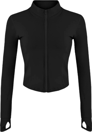 Women's Slim Fit Cropped Athletic Jacket with Thumb Holes