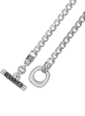 Nightrider Men's 925 Sterling Silver Toggle Box Chain Necklace