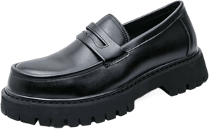 Men's Platform Chunky Leather Penny Loafers