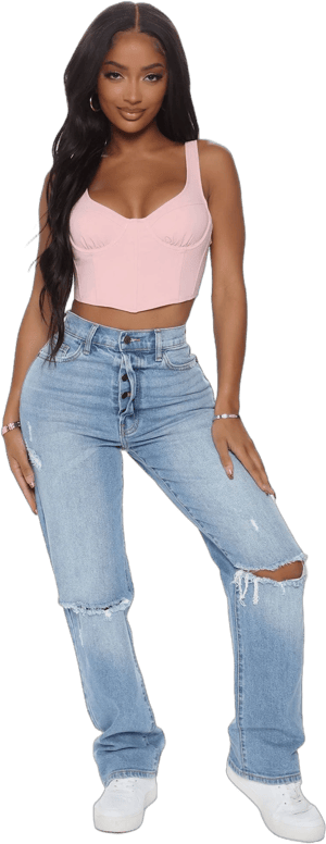 Fashion Nova Women's As You Please Ripped Straight Leg Jeans