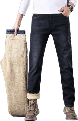 TheyLook Men's Fleece Lined Stretch Straight Leg Jeans