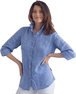 Melange Linen Collar shirt for Woman Loose-fitting shirt