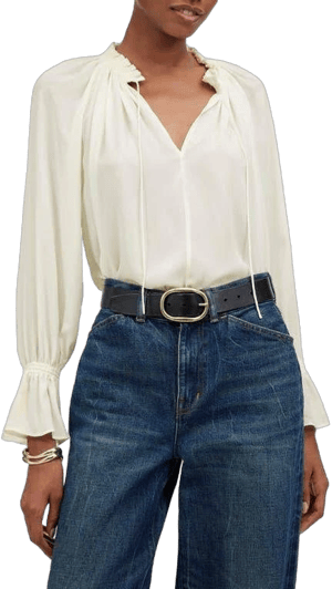 Madewell Women's Tie-Neck Long-Sleeve Top