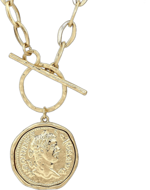 Pomina Chunky Coin Pendant Chain Necklace