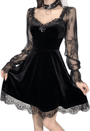 Women's Goth Witchy Velvet Moon Fairy Dress