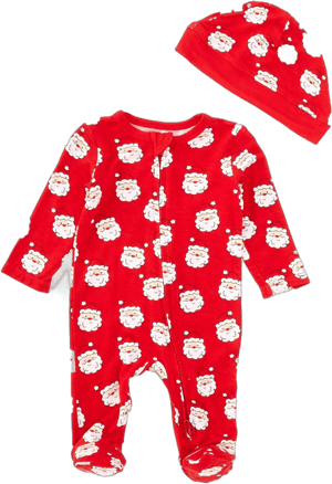 Little Me Baby Boys Santa Face Footie Coverall