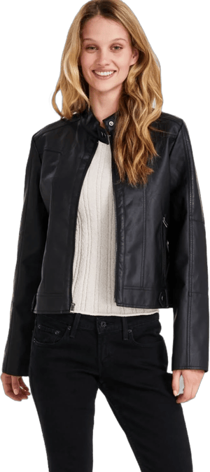 Maralyn & Me Juniors' Faux-Leather Zip-Front Jacket