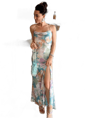 12th Tribe Natalia Pastel Floral Printed Maxi Dress