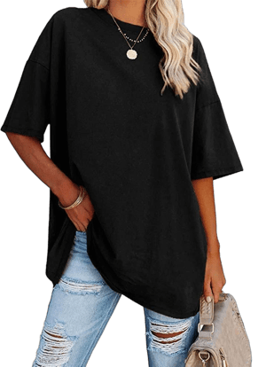 Fisoew Women's Oversized T Shirts Tees Half Sleeve Crew Neck Cotton Tunic Tops