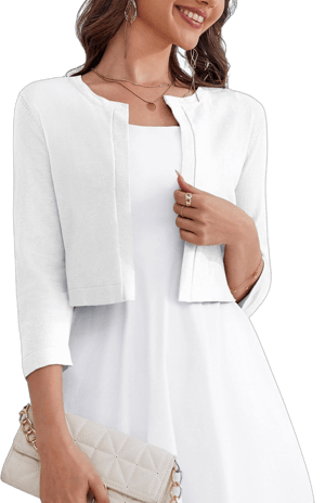 Women's 3/4 Sleeve Open Front Knit Cropped Bolero Shrug