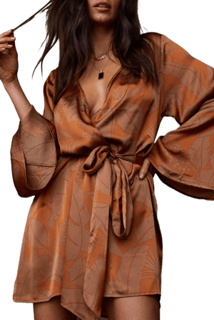 Women's 12th Tribe Gold Standard Rust Kimono Dress