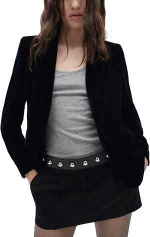 MANGO Women's Structured Velvet Blazer