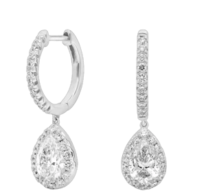 Blue Nile 2 ct. tw. Pear Halo Dangle Earrings in 14K White Gold