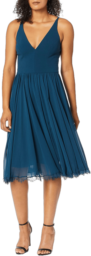 Dress the Population Women's Alicia Mixed Media Midi Dress