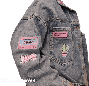 90s Themed Oversized Denim Jacket