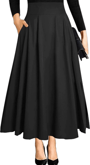 Ranphee Women's Ankle Length High Waist A-Line Flowy Maxi Skirt with