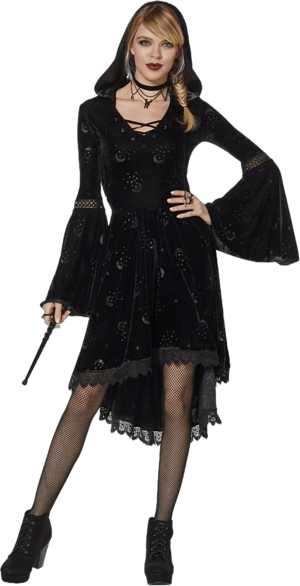 Spirit Halloween Celestial Coven Hooded Velvet Dress