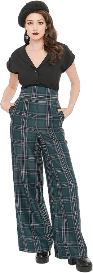 Unique Vintage Women's 1940s High-Waist Plaid Pants