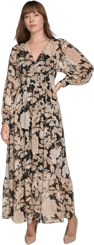 Tommy Hilfiger Women's Floral-Print Chiffon Maxi Dress